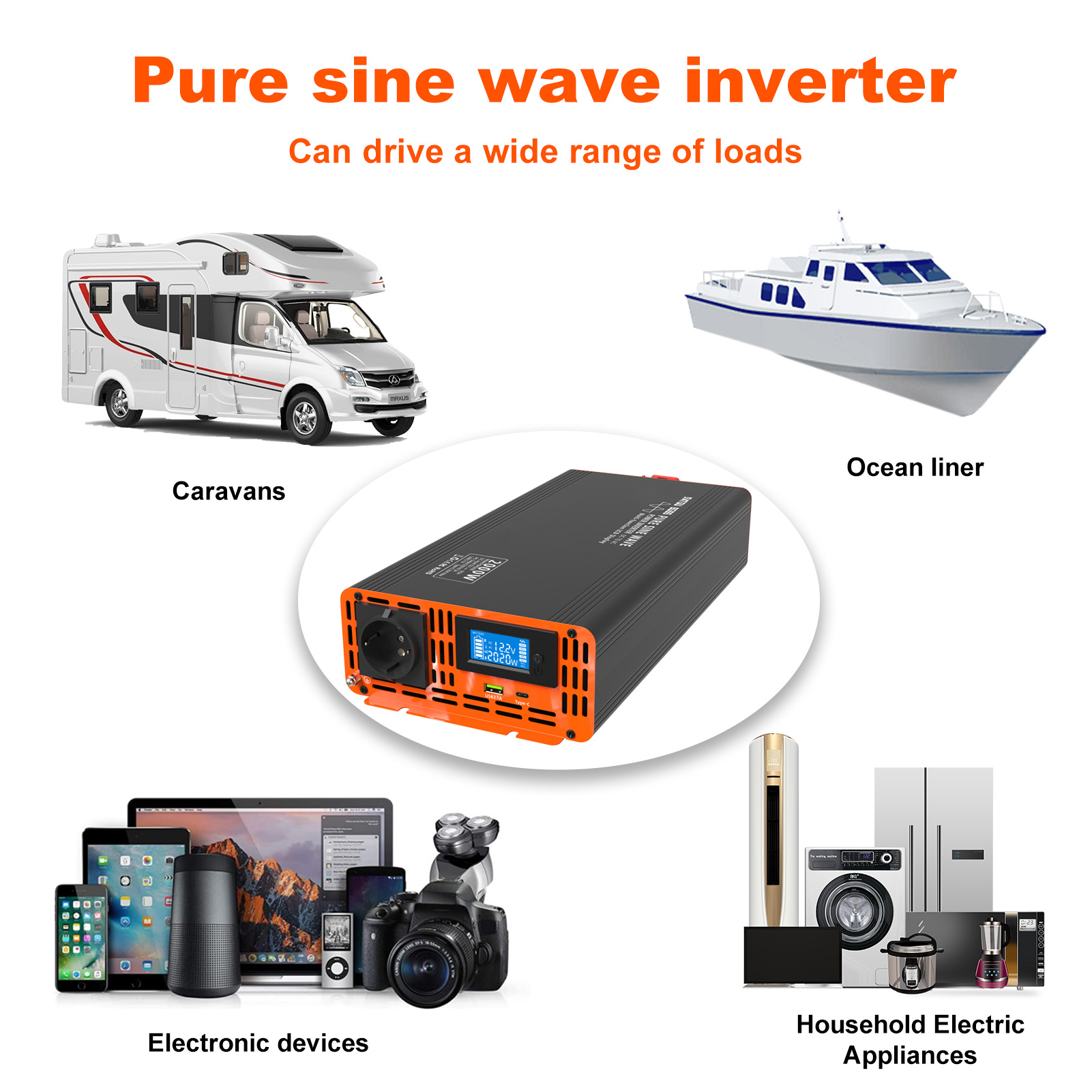 Falownik solarny Peak 4000W 12 – Power Inverter 12V 220V 4000W Continuous recenzja i cena